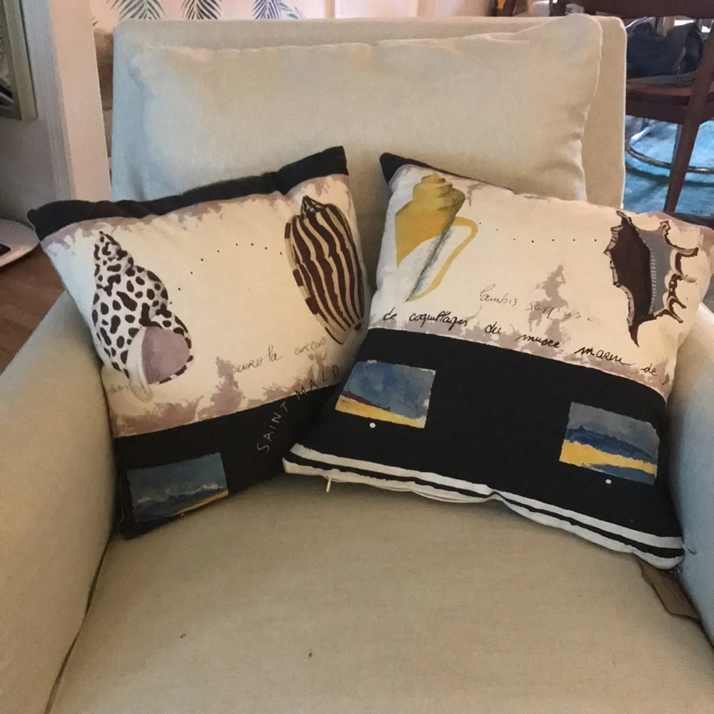 New pair 2 Etsy set lot bundle Beach shell seashell throw pillows